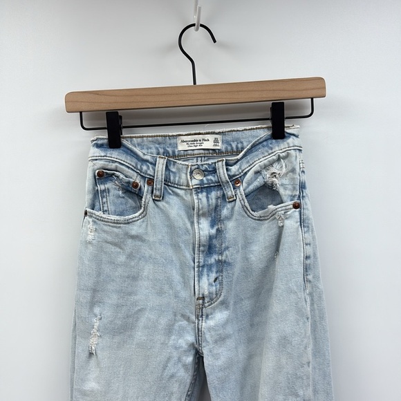 Abercrombie & Fitch The Ankle Straight Ultra High Rise Jeans Light Distressed 23 - Picture 4 of 9